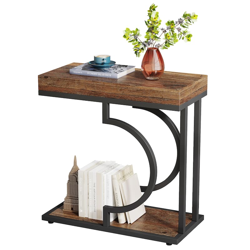 Narrow Side Table White Gold Side Table C Shaped End Table Modern Bedside Table Small Side Table for Couch Living Room