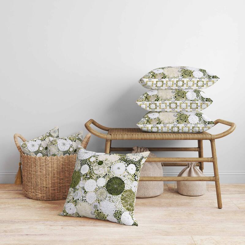 Crystal Drift Faux Suede Reversible Throw Pillow Cream and Green