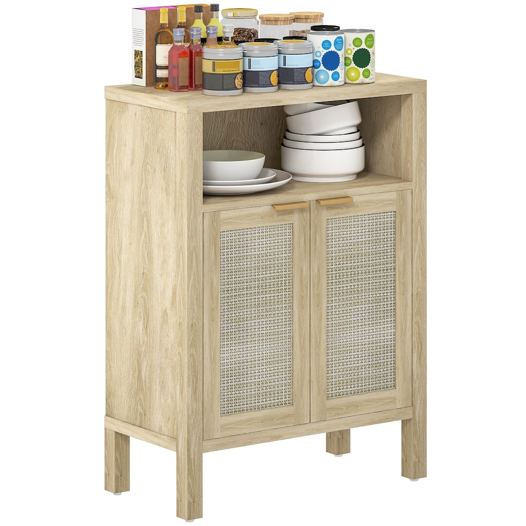Sideboard Buffet Cabinet with Storage, Modern Accent Cabinet with 2 Doors and Adjustable Shelf, Coffee Bar Cabinet, Natural