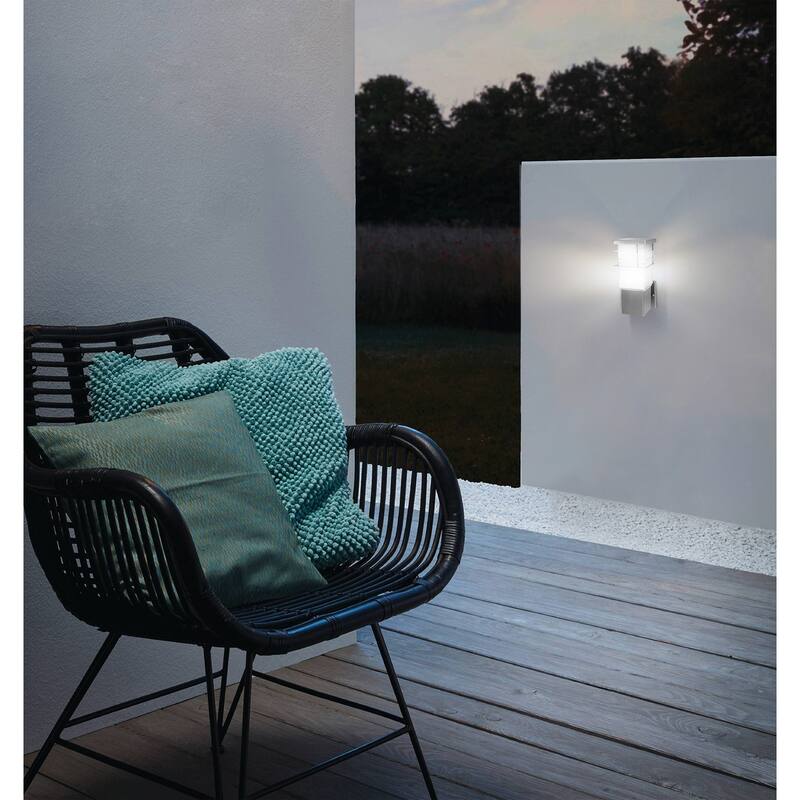 Eglo Calgary 1-light Stainless Steel Outdoor Wall Light with Opal Frosted Glass