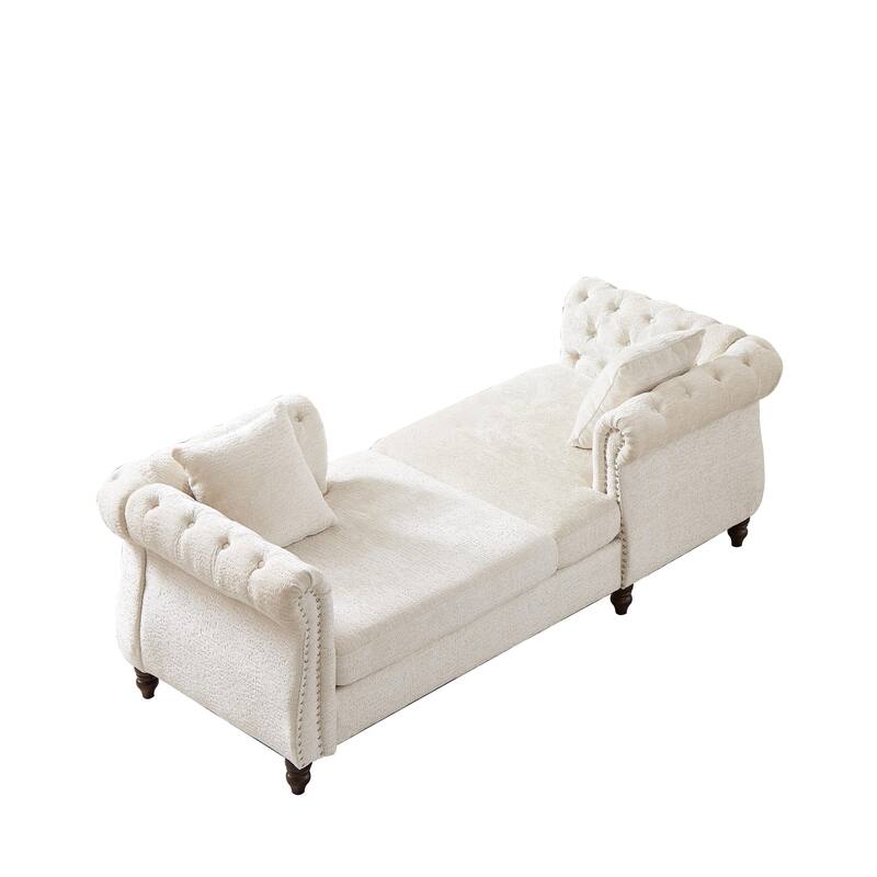 81" Button Tufted Sleeper Sofa Bed with Nailhead and Pillows
