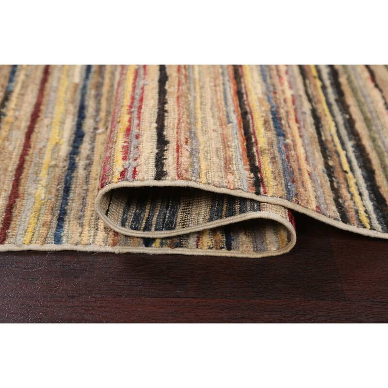 Striped Modern Gabbeh Kashkoli Area Rug Wool Hand-knotted Foyer Carpet - 3'1" x 5'2"