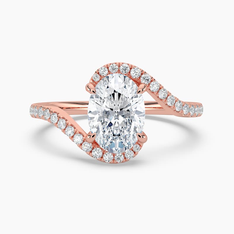 Auriya 14k Gold Oval Lab Grown Diamond Bypass Engagement Ring 1.00 to 5.00 ct. tw. (F-G, VS) - 5.00 carats - Rose - 6.5