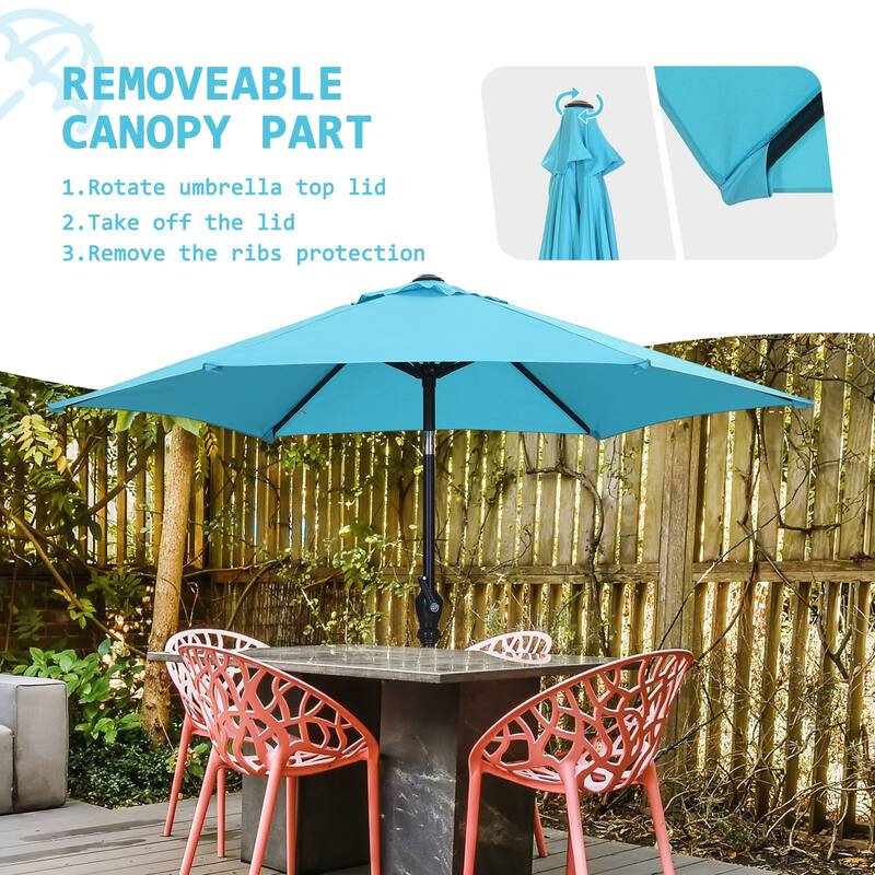 Autlaycil 7.5FT Solar Patio Umbrella with Base and Tilt,Crank