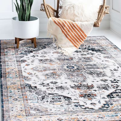 World Rug Gallery Transitional Medallion Machine Washable Area Rug