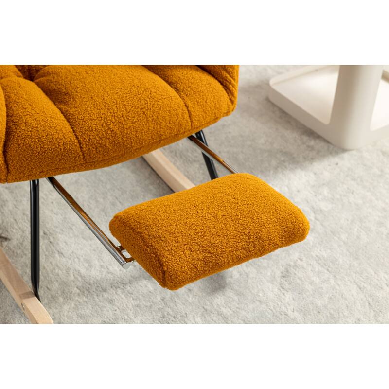 Teddy Fabric Rocking Chair with Adjustable Footrest