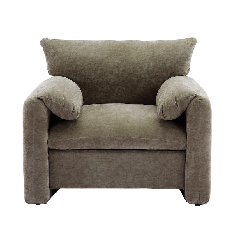 Contemporary Chenille Oversized Armchair with Wide Armrests by Harper&Bright Designs