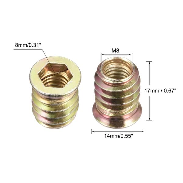 Shop Wood Furniture M8x17mm Threaded Insert Nuts Interface Hex