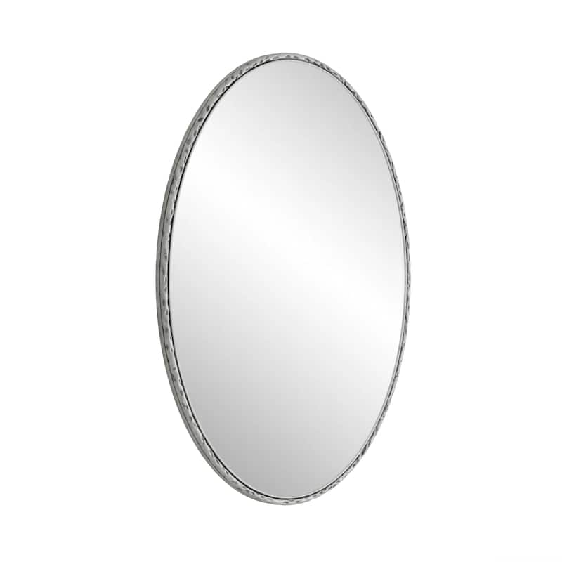 Iron Art Oval Retro Mirror - Antique Effect, Silver, Wall Hanging - Silver