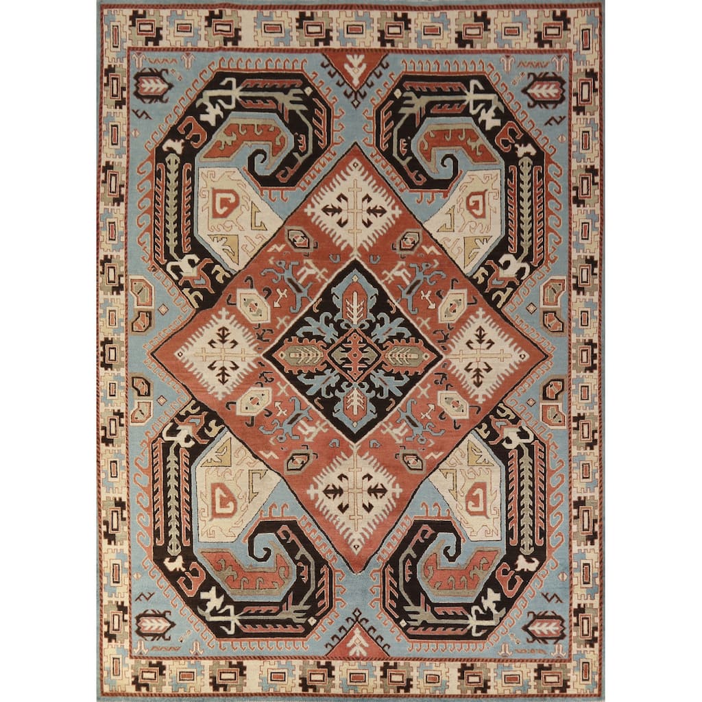 Hand Knotted Oriental 100% Wool Carpet Traditional Medallion Oranges & Rust Kazak Area Rug - 10' 8'' X 8' 3''