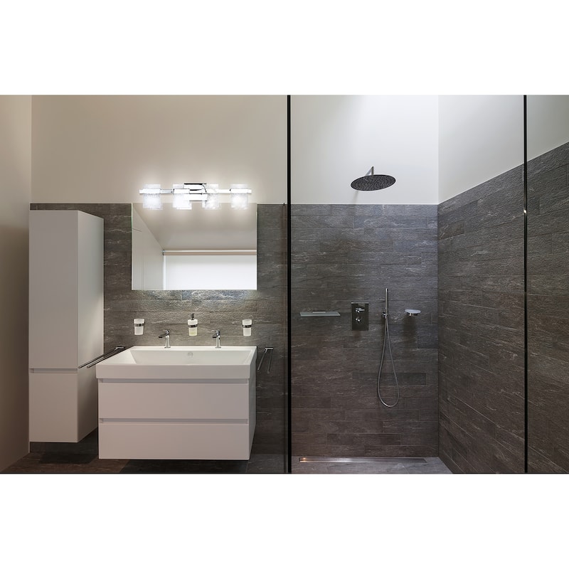 Madrona 4-light LED Bath and Vanity Light with Clear Seedy Acrylic