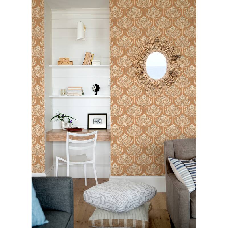 A-Street Prints Palmier Orange Lotus Fan Wallpaper