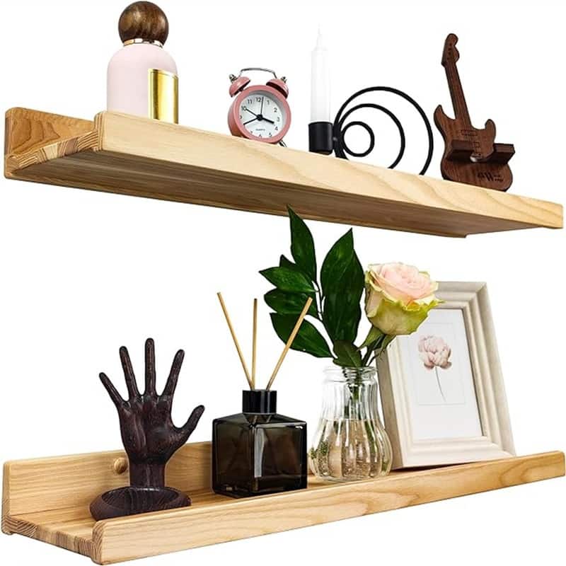 Floating Shelves for Wall, - 12"D x 1"W x 5"H - Natural