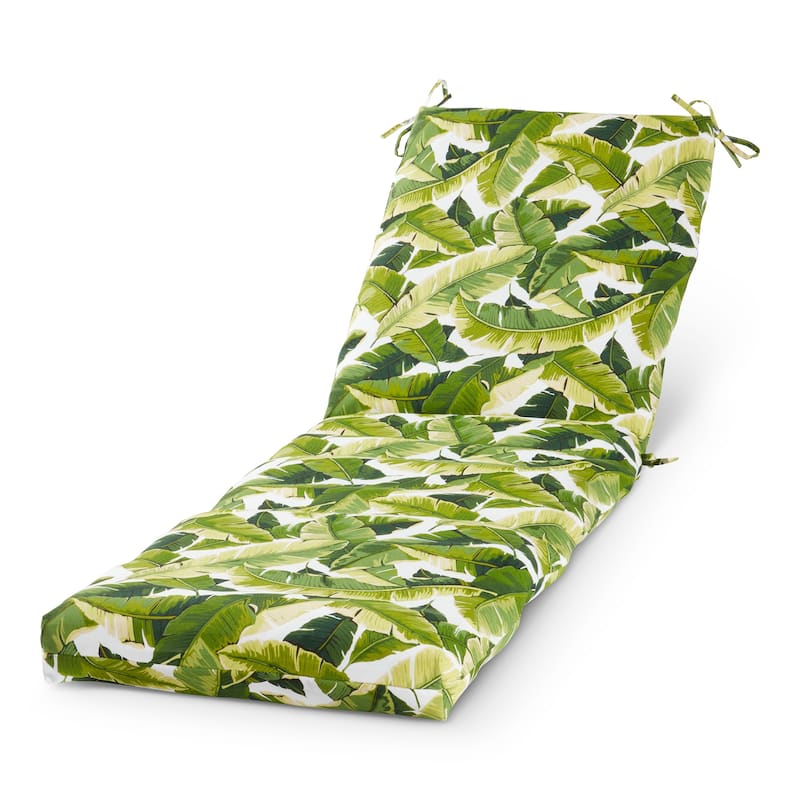 Greendale Home Fashions Outdoor Chaise Cushion (Cushion Only) - Palm Leaves White