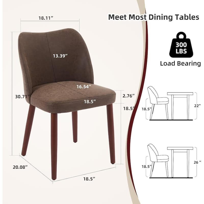 Set of 2 Upholstered PU Leather Dining Chairs for Dining Room Living Room Kitchen