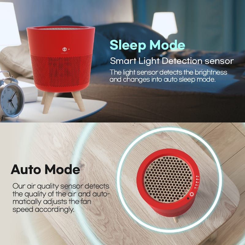 IMUNSEN Office or Bedroom Air Purifier with Cypress Wood Filter and Auto Sleep Mode