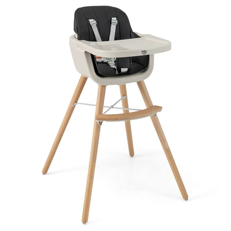Babyjoy 3 in 1 Convertible Wooden High Chair Toddler Feeding Chair - 20.5" x 21.5" x 36"