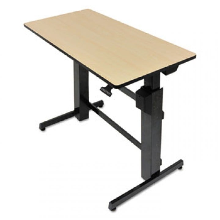 Overstock Workfit D Sit-Stand Workstation, 47.63W X 23.5D X 50.63H, Birch/Black (Black)