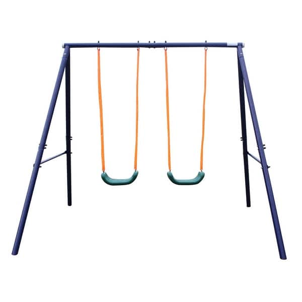 slide 2 of 5, Heavy-Duty Outdoor Playground Equipment Kids Swing Sets w/2 Swings 5-7 Years