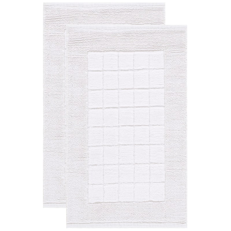 SAFAVIEH Home Bennett Boarder Grid 32"L x 20"W Bathmat Set of 2
