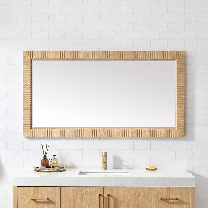 Osaka Rectangular Wood Framed Wall Bathroom Art Mirror