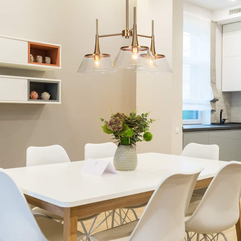 Mola Modern Gold 5-Light Wheel Chandelier Glass Cluster Pendant Lights for Dining Room