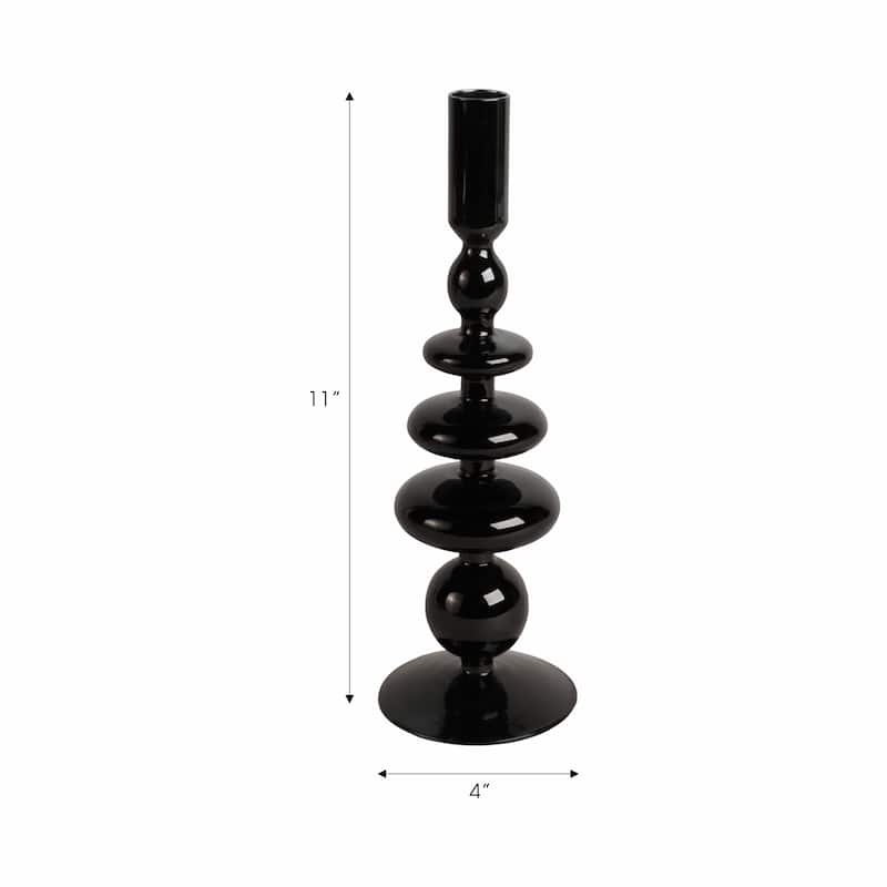 Sculptural Glass Candle Holder with Rounded Accent Base - Modern Tabletop Candle Holder for Any Room
