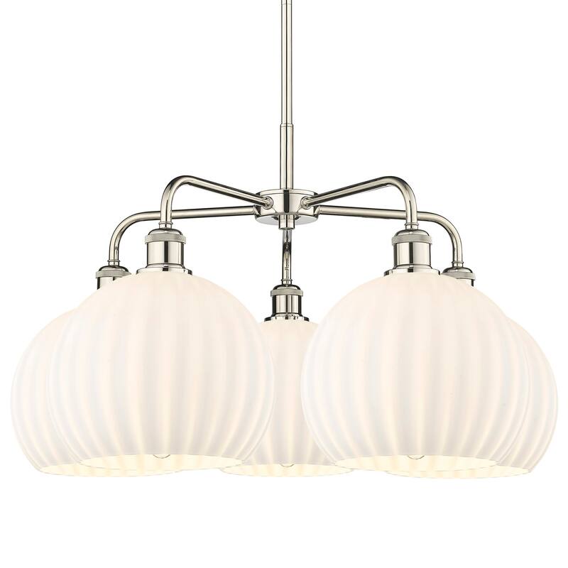 Innovations Lighting 516-5C-18-28-White Venetian-Indoor Chandelier - Polished Nickel / White Venetian