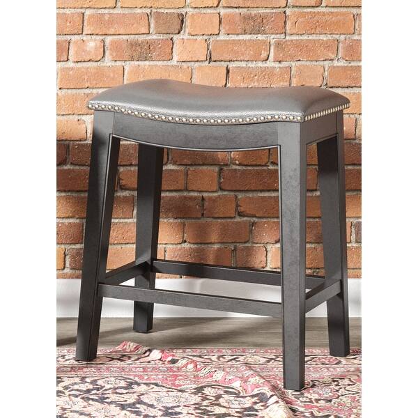 Saddleseat Bar Stools, Shop Copper Grove Lolua Faux Leather Saddle Seat Counter High Bar Stools Set Of 2 Overstock 20351585