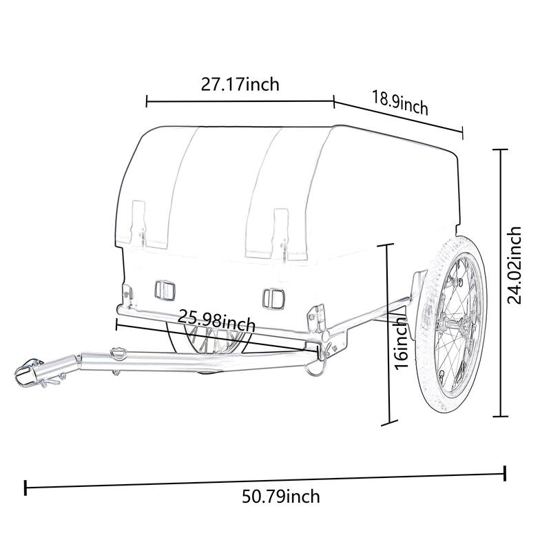 Bike Cargo Trailer With Removable Waterproof Cover - 88 Lbs Capacity, 16" All-Terrain Wheels & Foldable Design For Camping