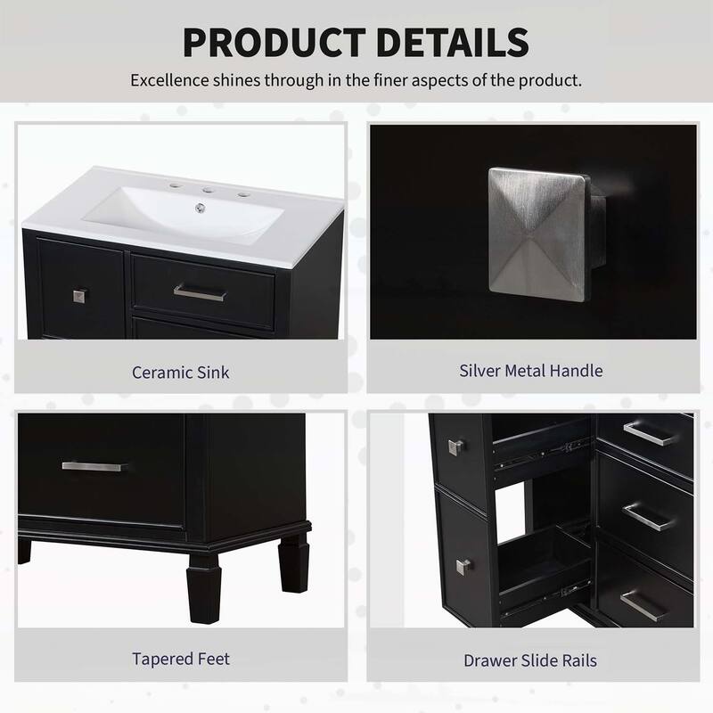 Freestanding Vanity Set with Drawers & One Flip Drawer