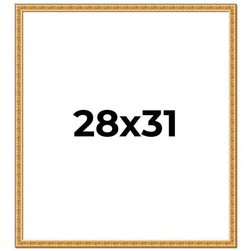 28x31 Frame Gold Real Wood Picture Frame Width 1 inches | Interior