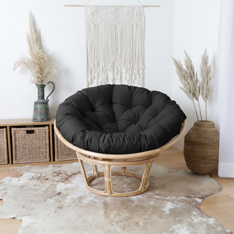 Sorra Home Sunbrella Indoor/Outdoor Round Papasan Cushion - 44 x 44 x 4 - Canvas Black