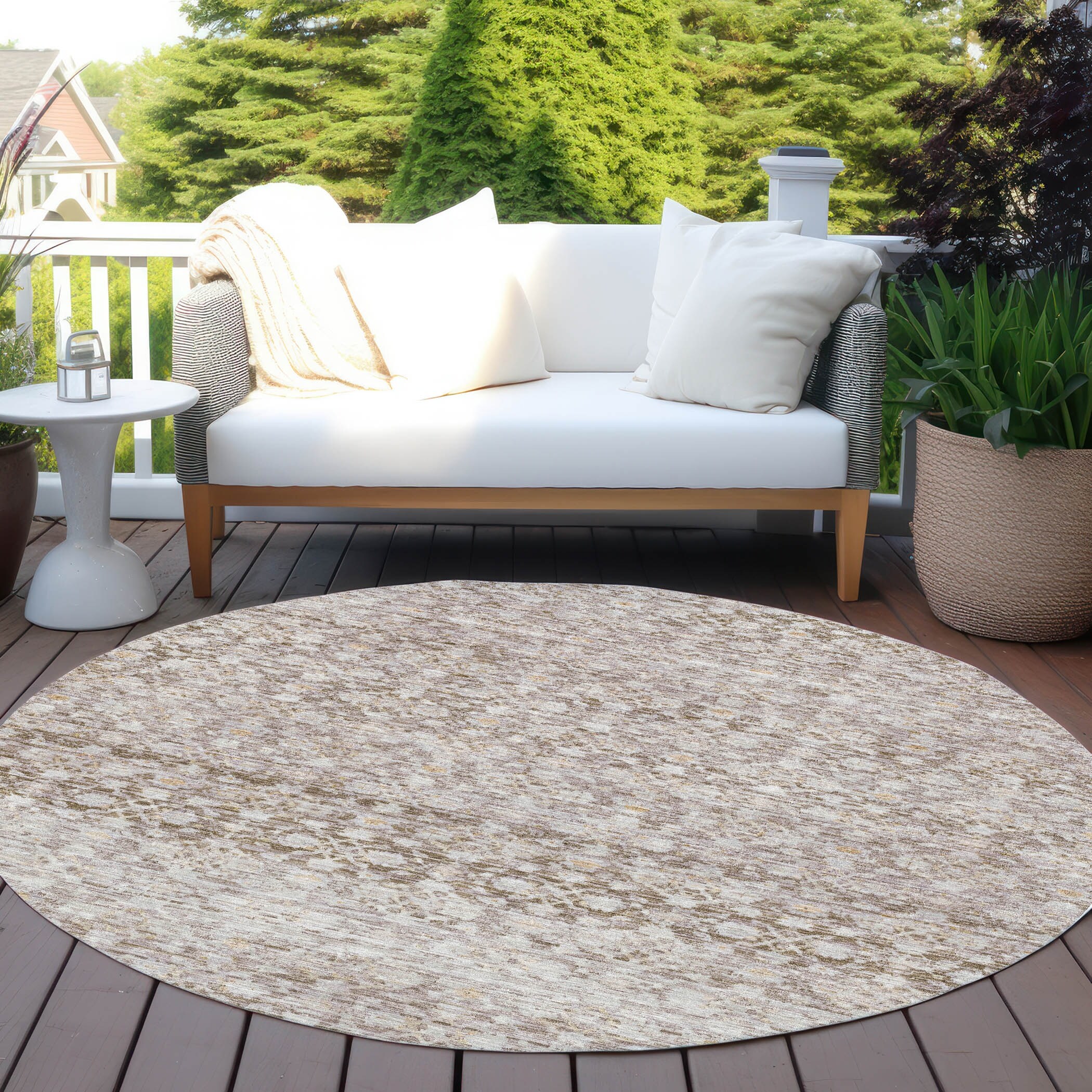 Machine Washable Indoor/ Outdoor Moroccan Trellis Chantille Rug