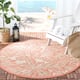 SAFAVIEH Courtyard Bettyjane Tropical Leaves Indoor/ Outdoor Area Rug - 5'3" x 5'3" Round - Natural/Terra