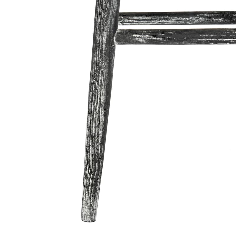 SAFAVIEH Eulalie 30.7 Inch Wood Black / White Washed Bar Stool - 17.7" x 11" x 30.7" - 18Wx11Dx31H