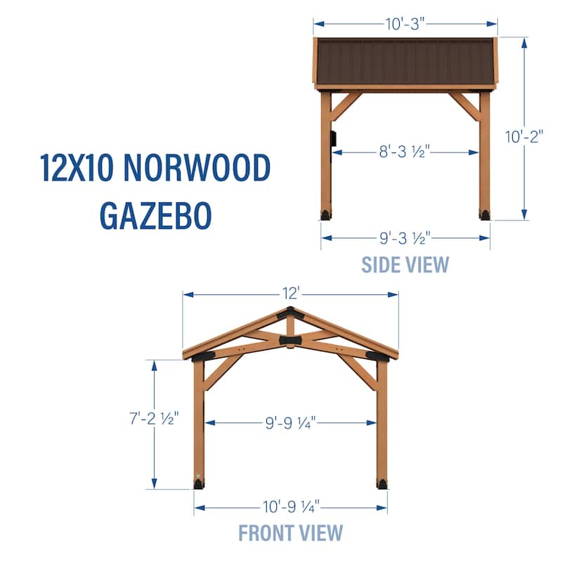 Backyard Discovery Norwood 12x10' Cedar Wood Gazebo with Steel Roof