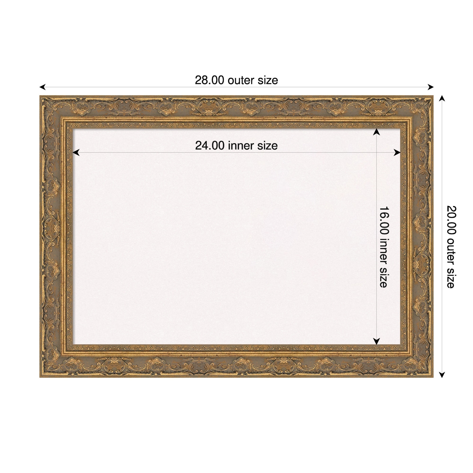 Filigree Gold Framed Cork Board - Bulletin Board, Organization Board, Pin Board