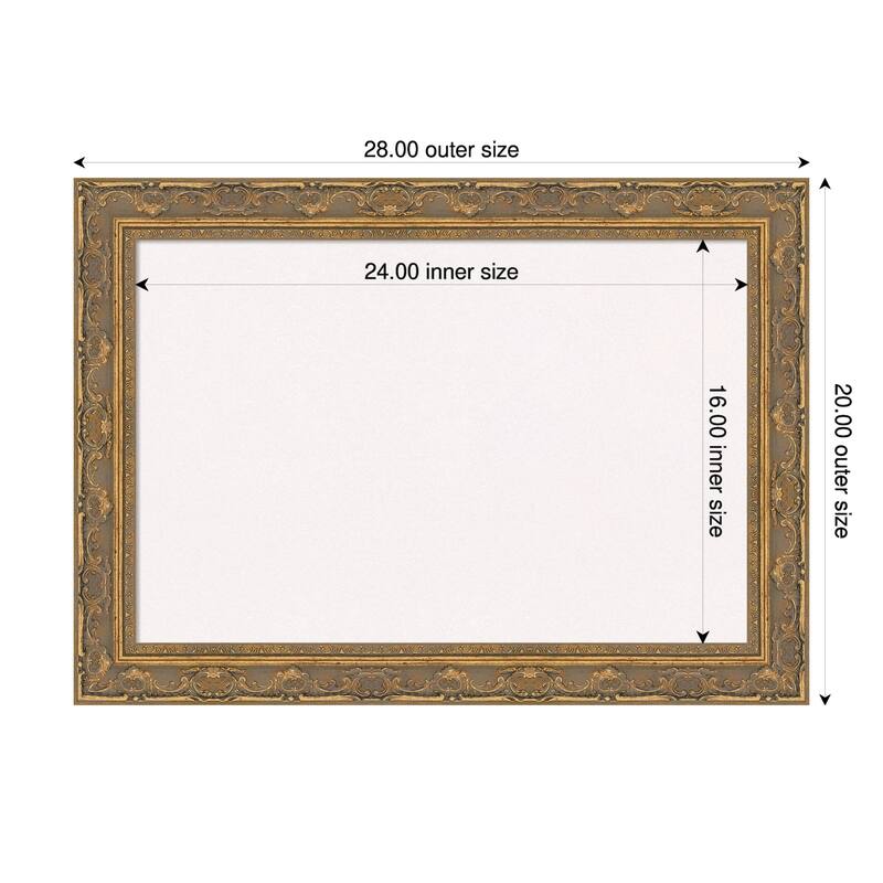 Filigree Gold Framed Cork Board - Bulletin Board, Organization Board, Pin Board - White - 28 x 20 in
