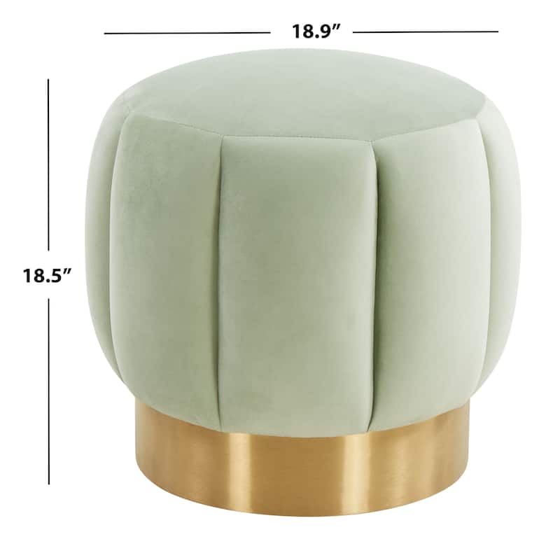 SAFAVIEH Couture Altje Channel Tufted Ottoman - 18.9" W x 18.9" L x 18.5" H - 19Wx19Dx19H