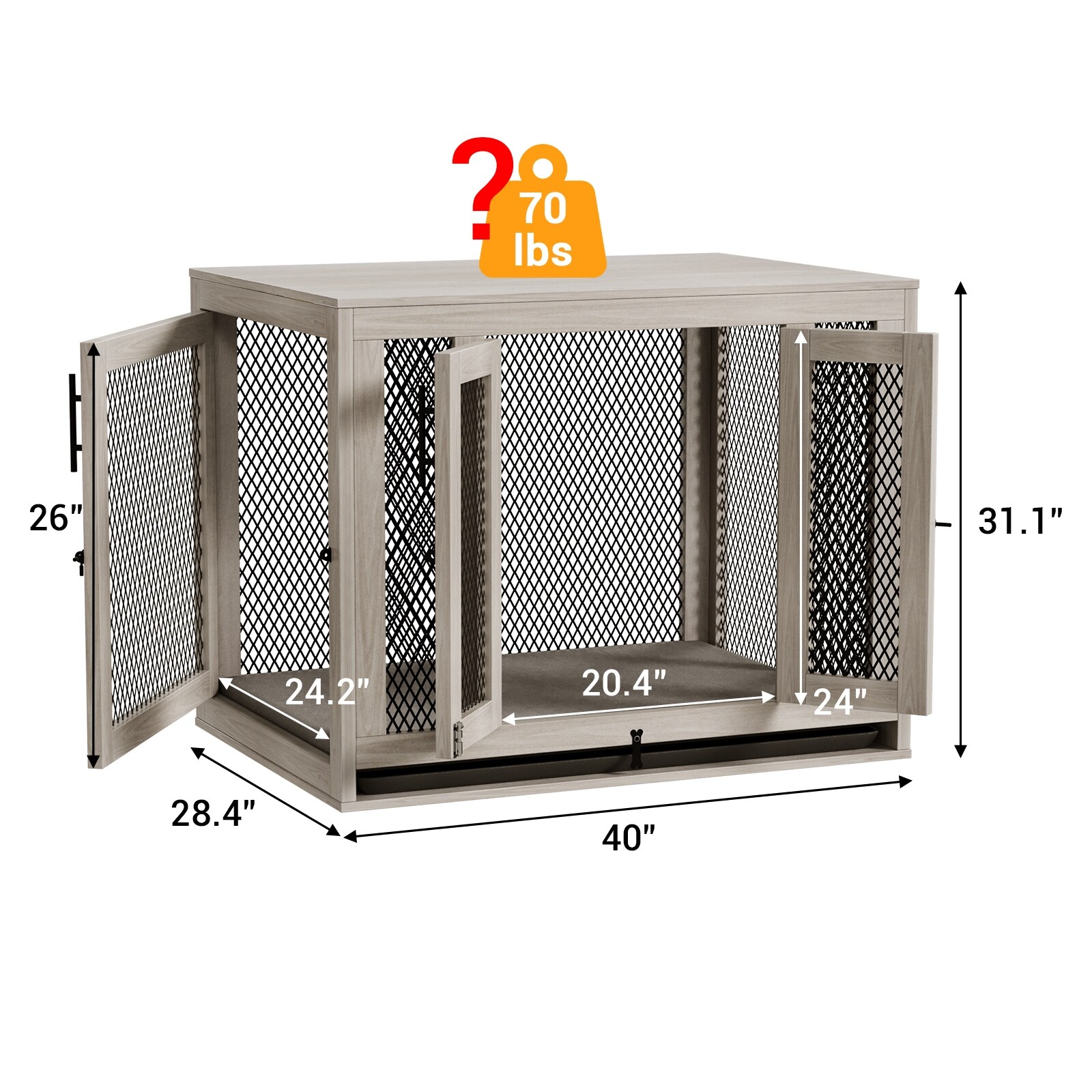 Dog Crate with Cushion and Tray Heavy Duty Dog Kennel Double Doors - Bed  Bath & Beyond - 37417493