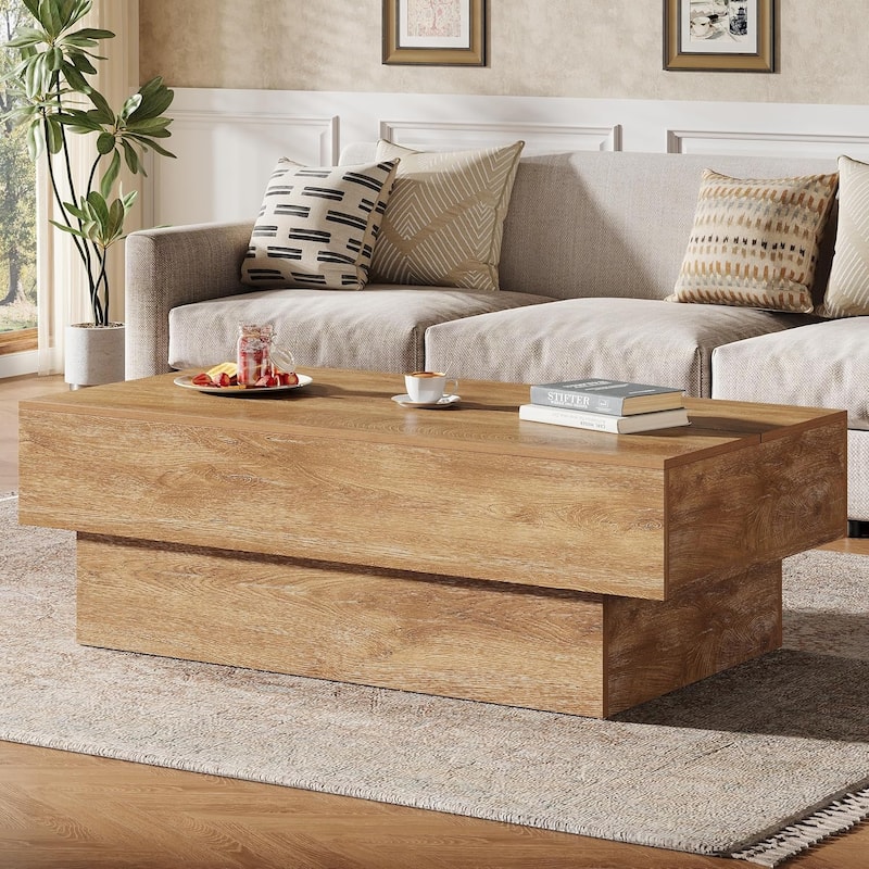 55-Inch Wood Coffee Table, Large Rectangle Tea Table, Center Table for Living Room, Office Reception