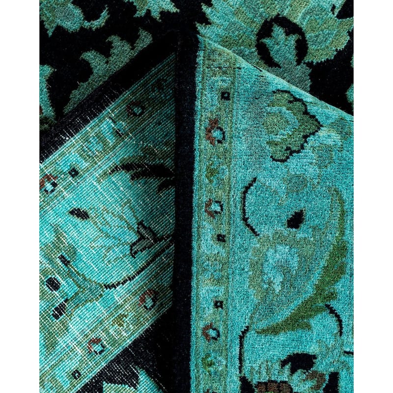 Overton Hand Knotted Wool Vintage Inspired Modern Contemporary Overdyed Black Area Rug - 3' 2" x 5' 2"