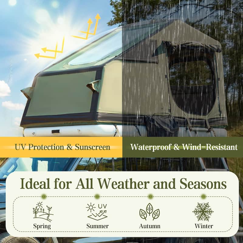 EROMMY Hard Shell Rooftop Tent - Waterproof SUV Truck Bed Tent w/Air Mattress, All-Weather Car Camping Tent for 2 Person