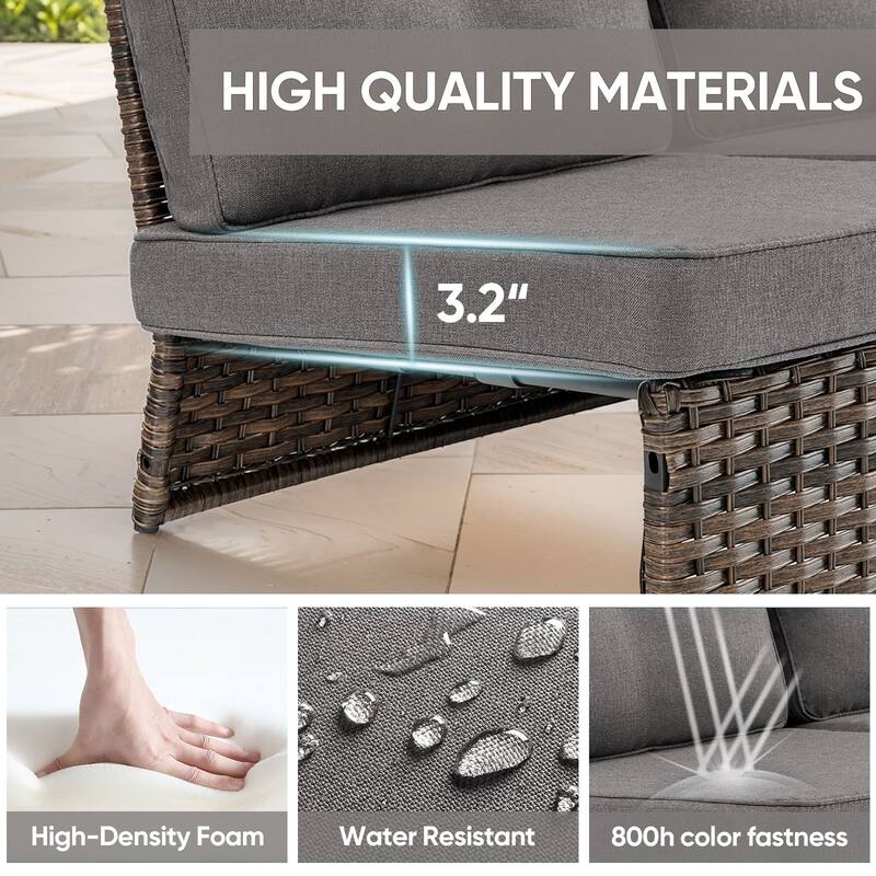 Gymojoy L-Shaped Outdoor Sectional Sofa Set, PE Wicker Couch with Water-Resistant Olefin Cushions