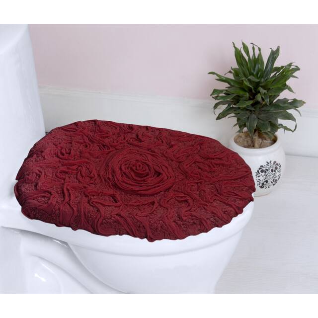 Home Weavers Bellflower Collection Absorbent Cotton Machine Washable Lid Cover 18"x18" - Red