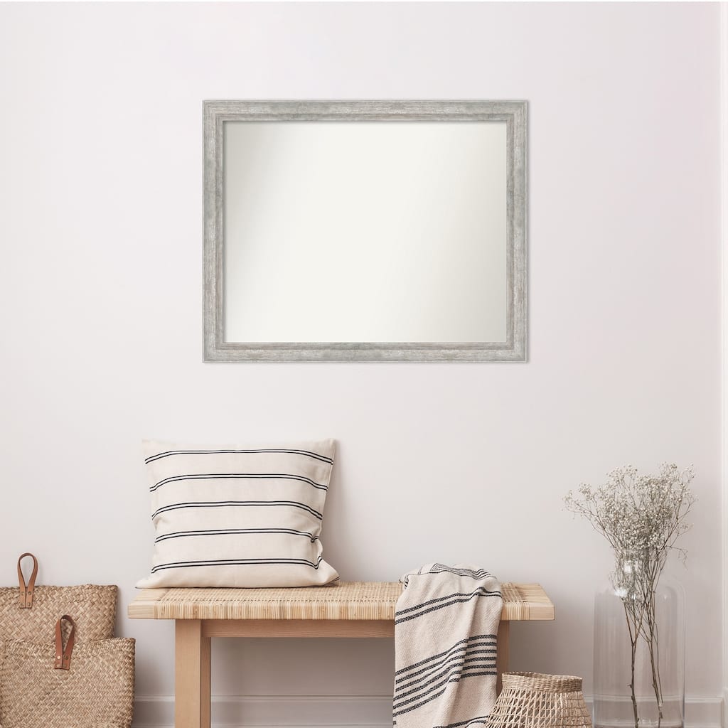 Angled Non-Beveled Wood Framed Wall Mirror