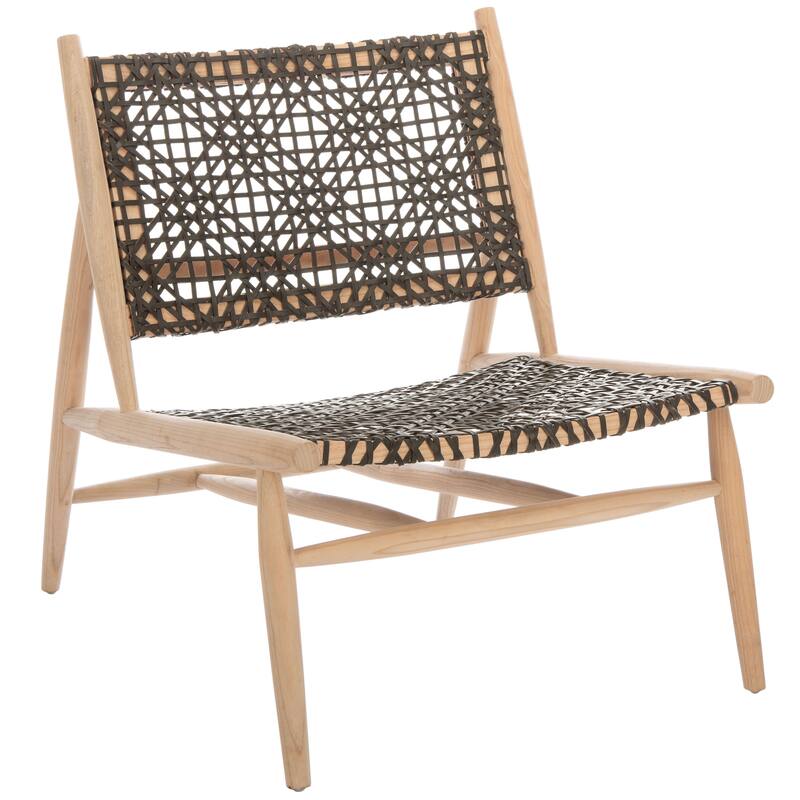 SAFAVIEH Bandelier Open Leather Weave Squared Accent Chair. - 26" W x 32" D x 31" H