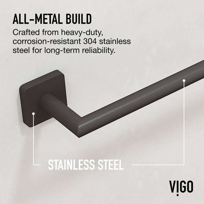 VIGO Satro 4-Piece Bathroom Hardware Accessory Set with 24 in. Towel Bar, Toilet Paper Holder, Hand Towel Holder, Hook