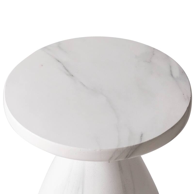 Dune 17-Inch Round Side Table in Fiberstone Accent End Table for Indoor and Outdoor Patio Use